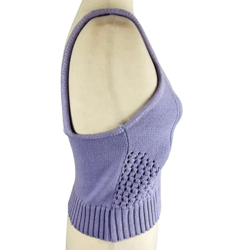 LUSH KNIT SWEATER‎ CROPPED SLEEVELESS TANK IN LAVENDER NWT WOMEN'S SIZE SMALL - Picture 4 of 8
